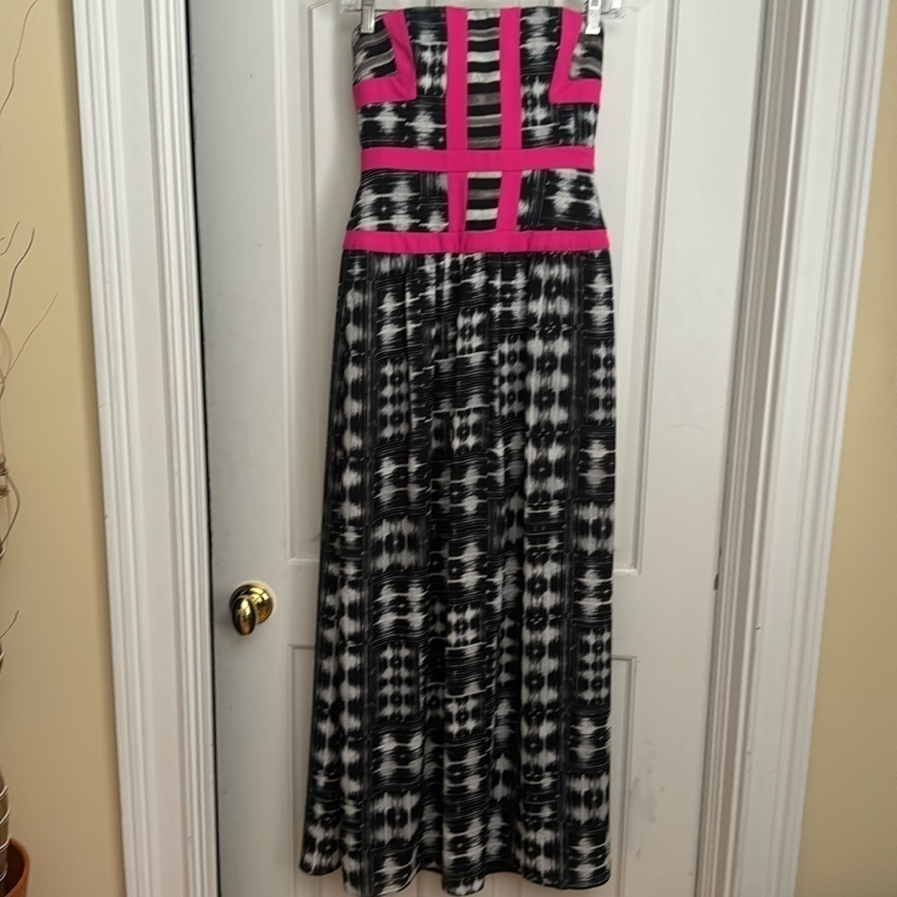 BCBGMaxazria Gracelyn black white gray and pink dress